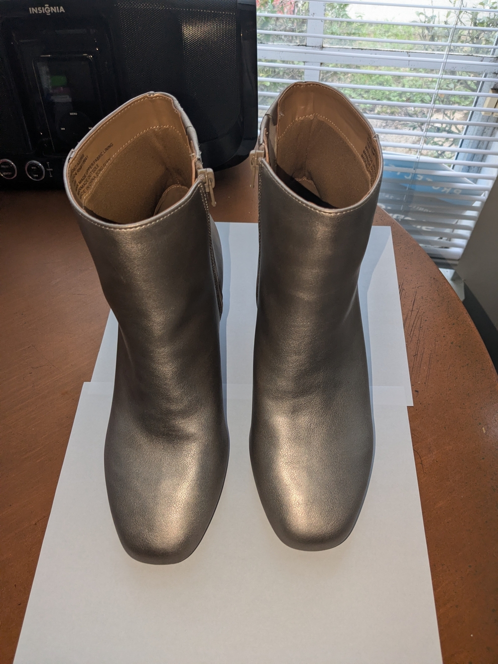 Lane Bryant Metallic Gray/Gold Women's Ankle Booties with Side Zip